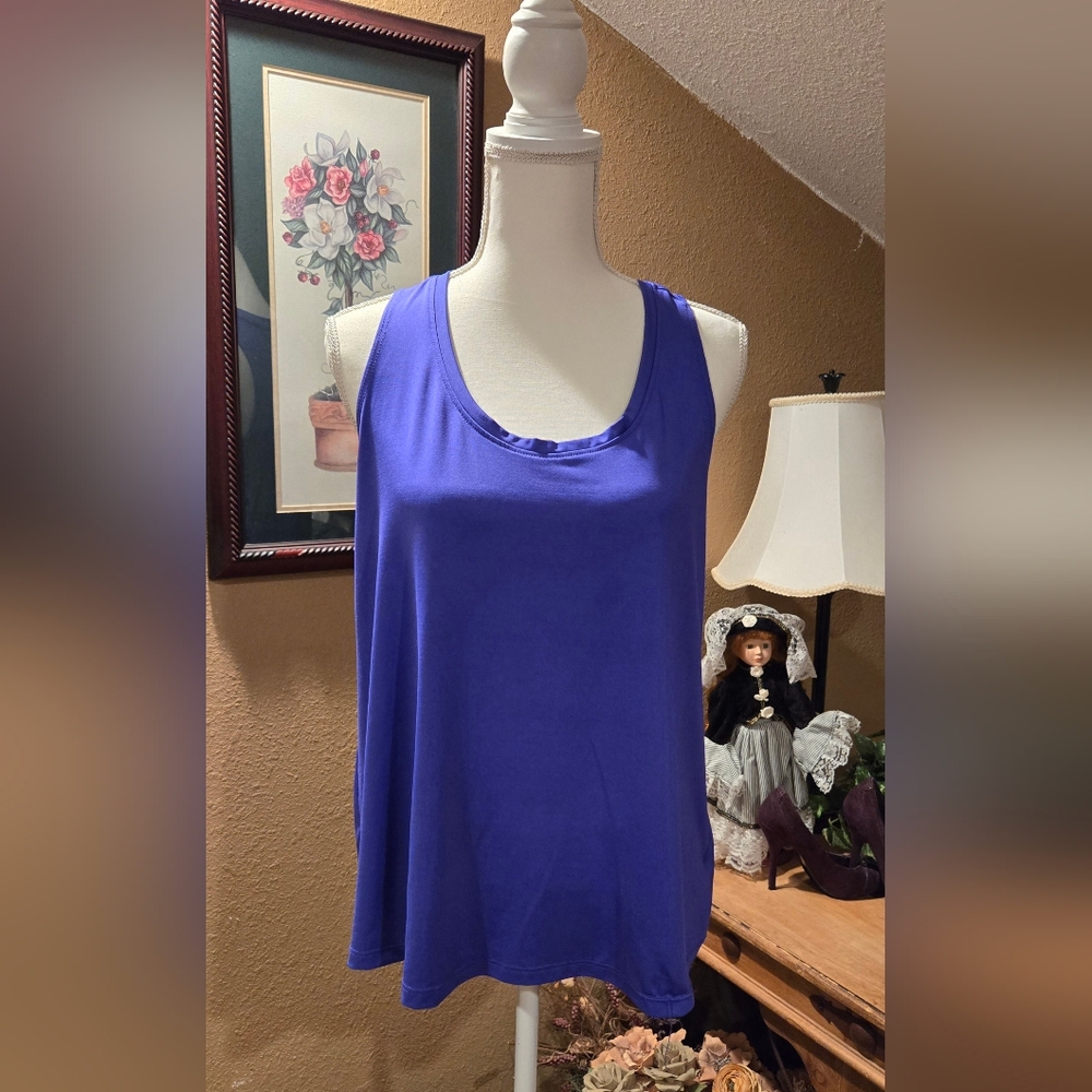 TWO - Athletic Works T back tanks, one purple and orange. Size Large